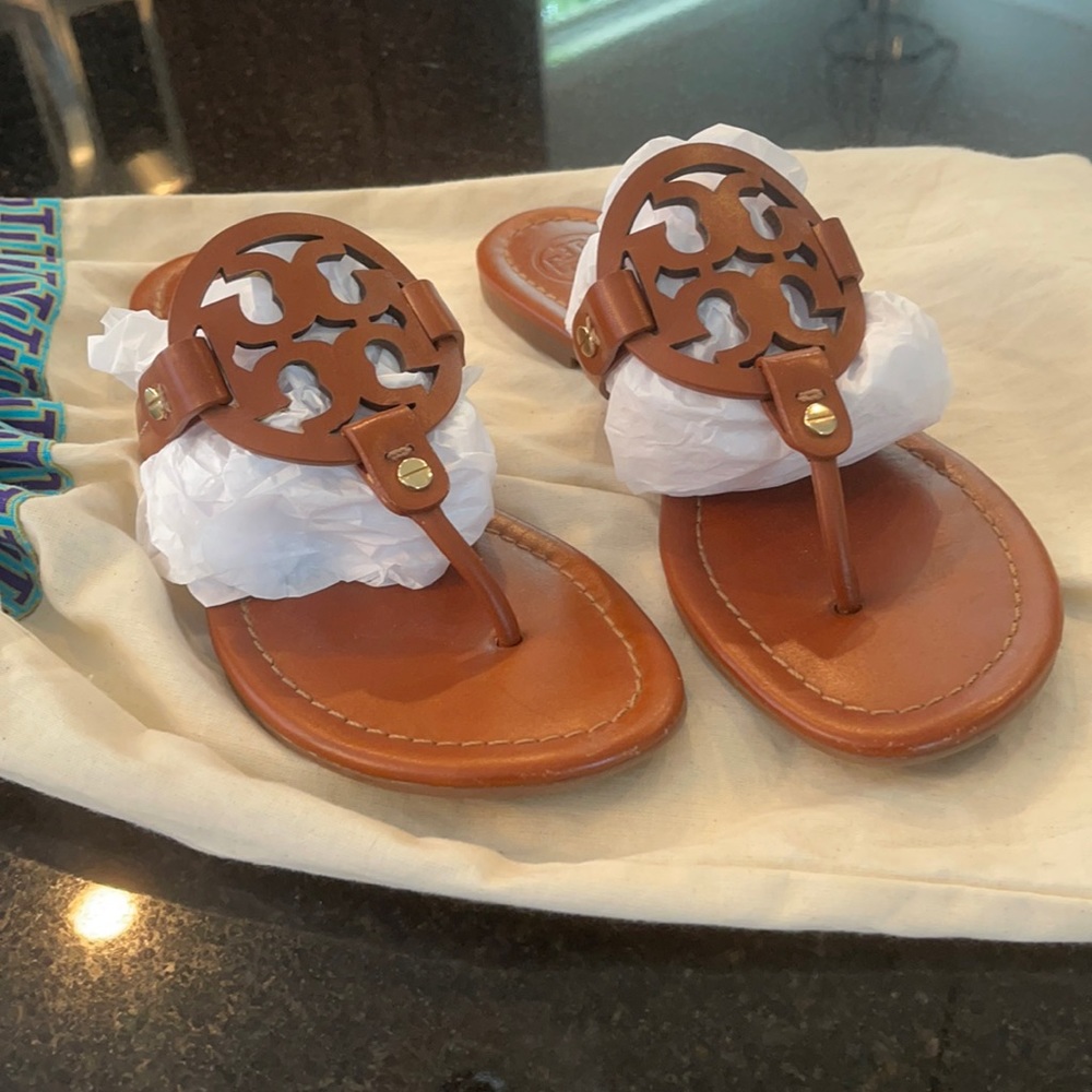 Tory Burch Miller Sandals Leather Vintage Vachetta